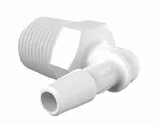 White Polypropylene Elbow 3/8 NPT x 1/4 ID