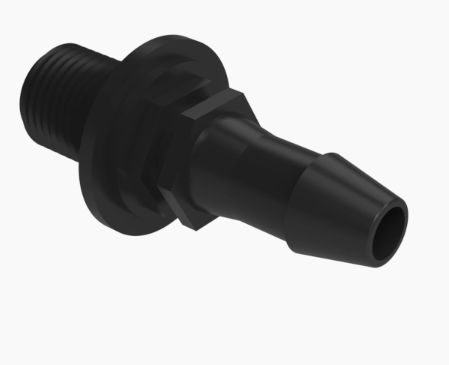 Panel Mount 1/8 NPSM Thread x 1/4 ID in Black Nylon