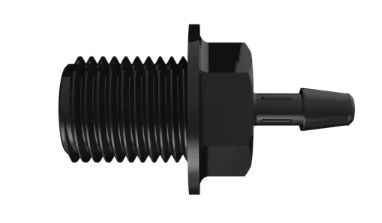 Panel Mount Standard 1/4 NPSM Thread x 5/32 Barb in Black Nylon