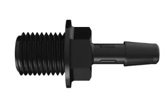 Panel Mount Standard 1/4 NPSM Thread x 3/16 Barb in Black Nylon