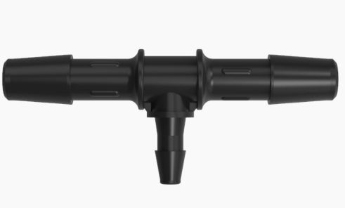 Reduction Tee 1/4 Barb x 1/8 Barb Black Nylon