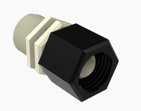 9/16-18 UNF M/F Plug and Nut Assy in Natural Nylon - Black