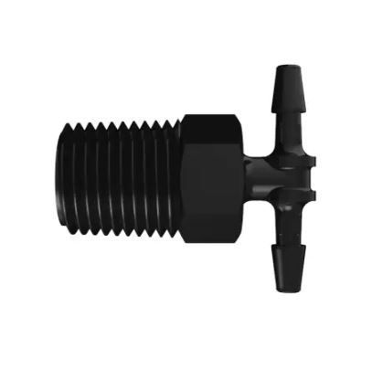 Black Nylon Tee 1/4 NPT Thread x 1/8 Barb