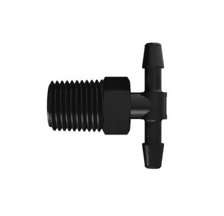 Black Nylon Tee 1/4 NPT x 3/16) Barb