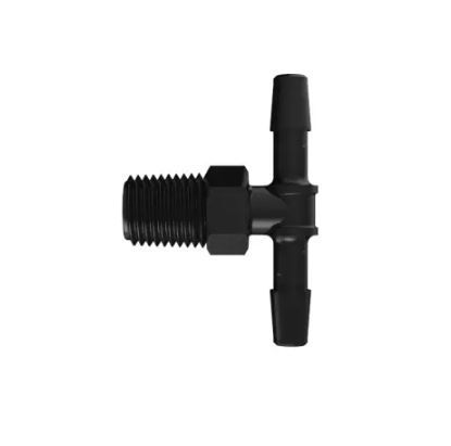 Black Nylon Tee 1/4 NPT-1/4 Barb