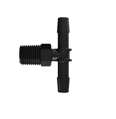 Black Nylon Tee 1/4 NPT x 5/16 Barb