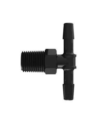 Black Nylon Tee 1/4BSPT x 1/4 Barb