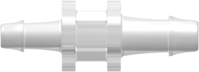 Tube to Tube Fitting Straight Through Reduction Tube Fitting with 500 Series Barbs, 5/32 (4.0 mm) and 1/8 (3.2 mm) ID Tubing, Animal-free Natural Polypropylene