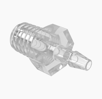 Adapter 10-32 Taper Thread x 1/16 Barb in Non-Animal Derived Polypropylene