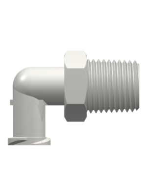 Female Luer Fitting Female Luer Thread Style Elbow to 1/8-27 NPT Thread, White Nylon