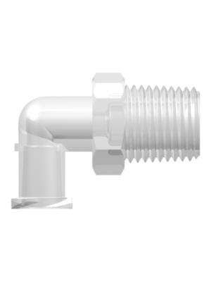 Female Luer Fitting Female Luer Thread Style Elbow to 1/8-27 NPT Thread, Animal-Free Natural Polypropylene