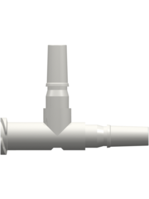 Luer Other Fitting Male Luer (2) to Female Luer Thread Style Tee (May be used with separate rotating lock ring; FSLLR), White Polyprobylene