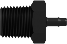 Threaded NPT Fitting 1/8-27 NPT Thread to Barb, 3/32 (2.4 mm) ID Tubing, Black Nylon