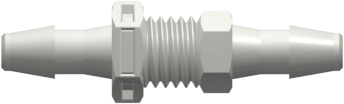 Tube to Tube Fitting Panel Mount Connector 1/4-28 UNF to Barbs, 1/8 (3.2 mm) ID Tubing, White Nylon