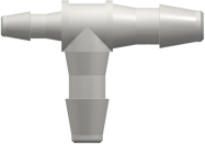 Tube to Tube Fitting Tee Reduction Tube Fitting with Barbs, 3/32 (2.4 mm) and 1/16 (1.6 mm) ID Tubing, White Nylon