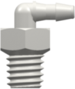Threaded UNF Fitting 10-32 Special Tapered Thread Elbow to Barb, 1/16 (1.6 mm) ID Tubing, White Nylon