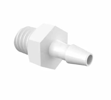 Adapter M6X1 Thread x 3/32 Barb in Polypropylene