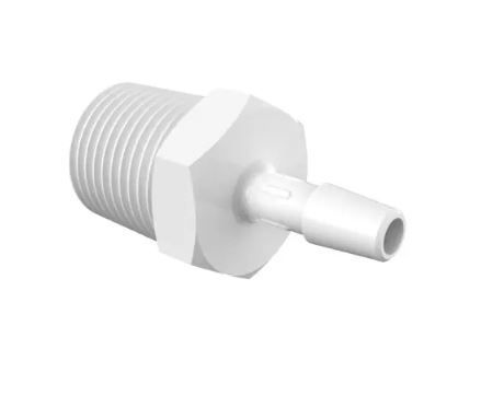 Adapter 1/2 NPT Thread x 1/4 Barb in Non-Animal Derived Polypropylene