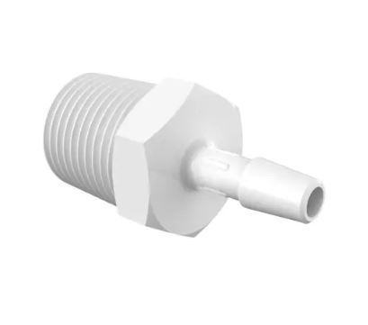 Adapter Schedule 80 1/2 NPT Thread x 1/4 Barb in Non-Animal Derived Polypropylene