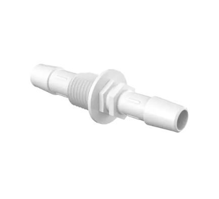 Bulkhead 1/4 Straight Adapter 3/8 ID x 5/16 ID in White Polypropylene