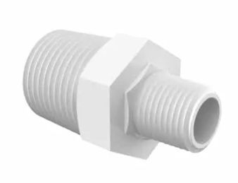 Conversion Nipple 3/8 NPT x 1/8 NPT in White Polypropylene