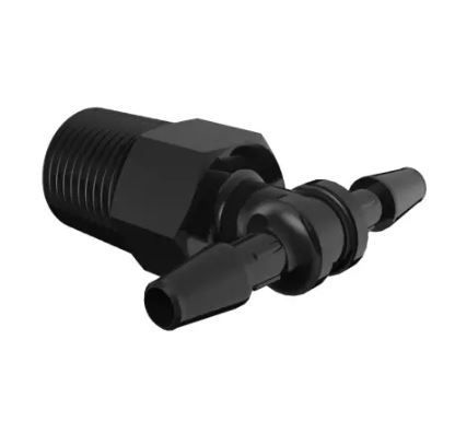 Tee fitting 1/8 NPT Thread x 1/8 Barb in Black Nylon
