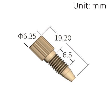 PEEK Fingertight Fitting gerändelter Kopf einteilig kompakt - 10-32 UNF konisch