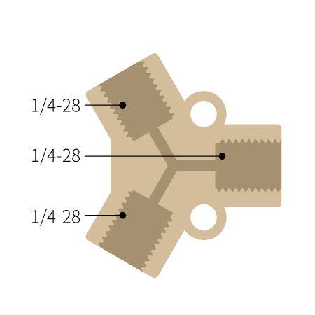 PEEK Y-Adapter mit 3 * 1/4-28 UNF Innengewinde – 0,8mm Kanaldurchmesser