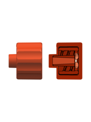 Luer Other Fitting Male Luer Integral Lock Ring Plug, Closed at Grip, Red Nylon