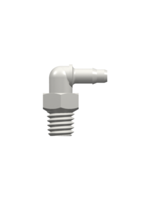 Threaded Fitting 10-32 Special Tapered Thread Elbow to Barb, 3/32