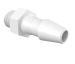 Adapter 10-32 UNF Thread x 1/8 Barb in White Nylon
