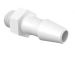 Adapter 10-32 UNF Thread x 1/8 Barb in White Nylon